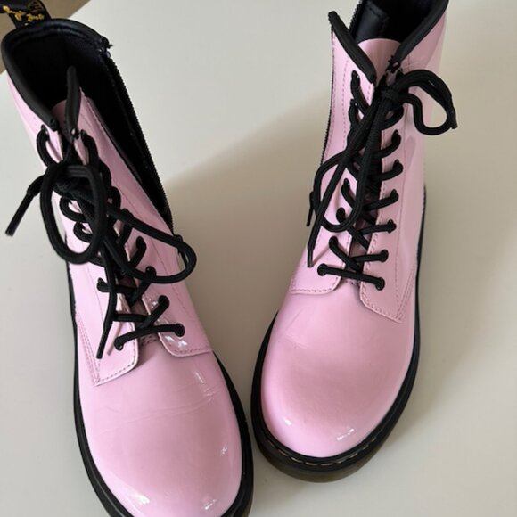 Dr. Martens Pale Pink Patent Leather Combat Boots - Picture 5 of 7